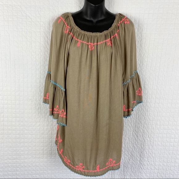 Lagaci Bell Sleeve Beaded & Embroidered Cover-Up M - Picture 3 of 8